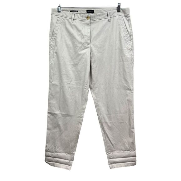Talbots Womens Pants Relaxed Chino Tapered‎ Flat Front Zip Khaki Beige Size 12 - Picture 1 of 6